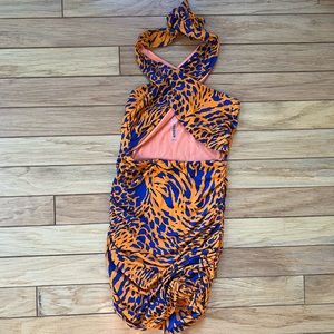 Reversible Tie up tiger print mini dress